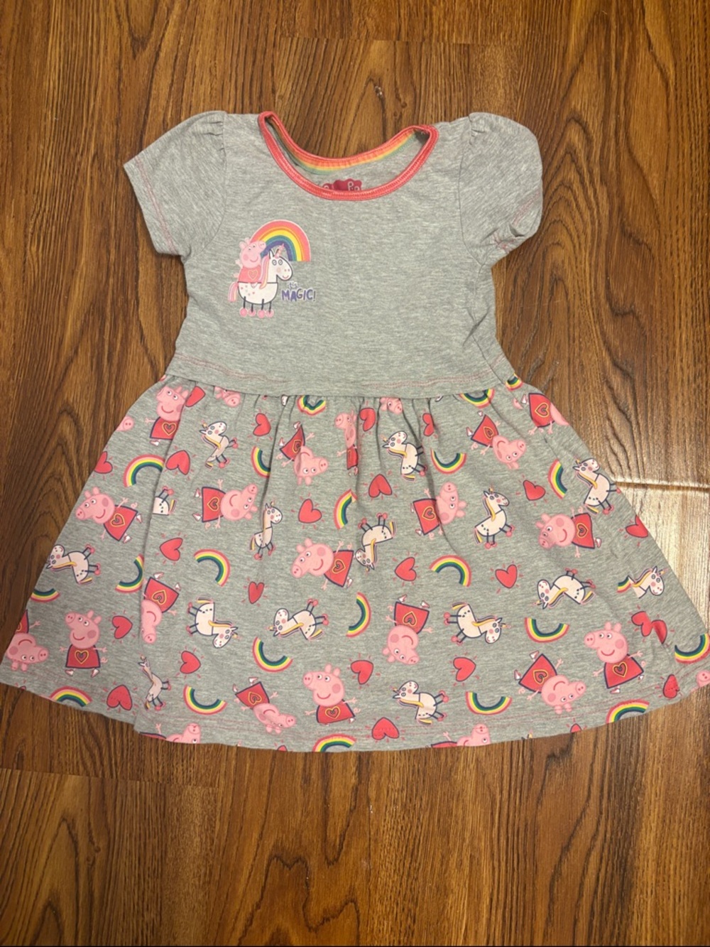 Peppa Pig Grey Dress with Pink & Rainbow Accents